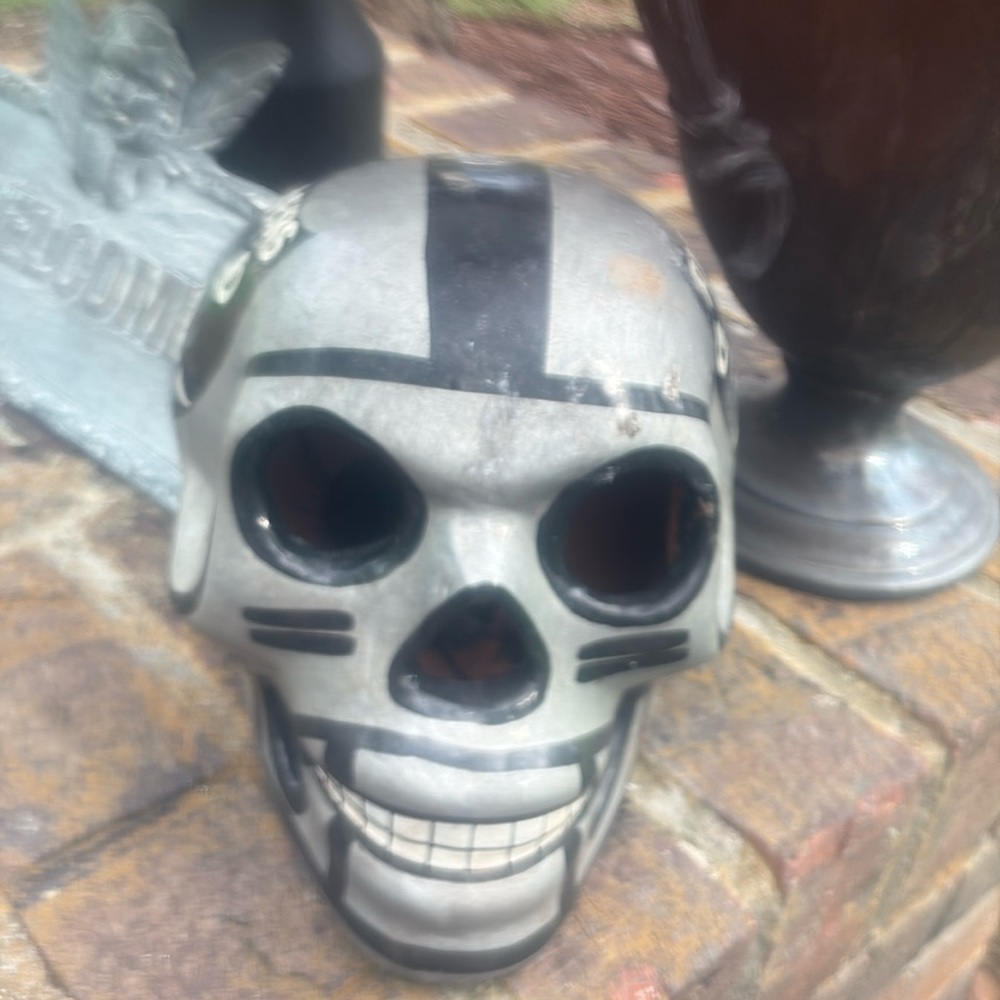 Raiders ceramic Skull / candle votive holder